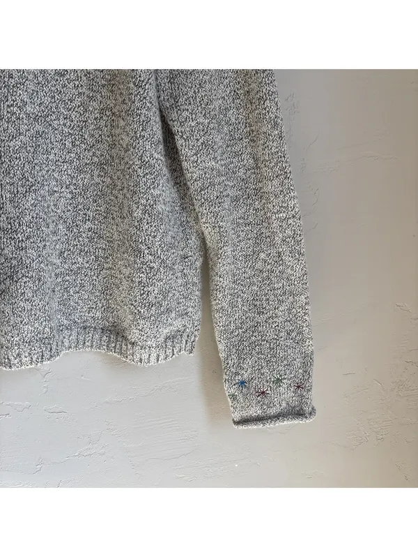 Christopher & Banks Vintage Grey Embroidered Penguin Snowflake Sweater Large - Image 2