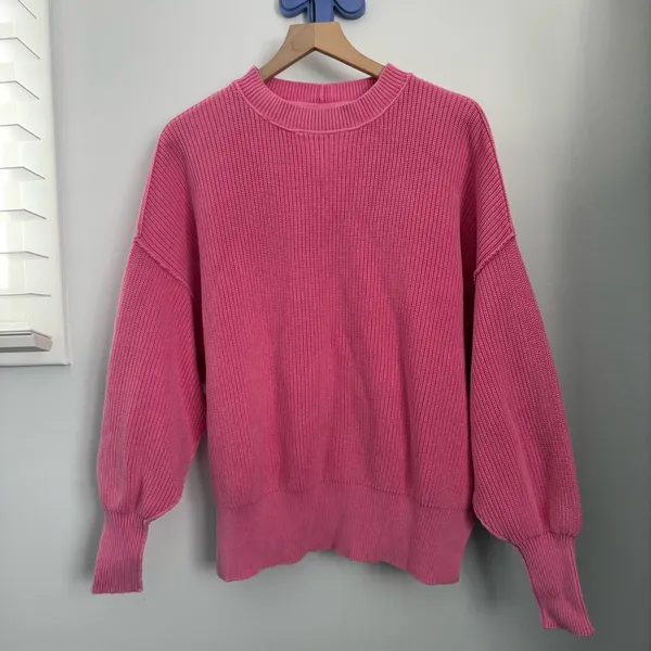 Aerie‎ Small Beyond Oversized Rib Tunic Sweater Pink Preppy Chic Lounge School - Image 2