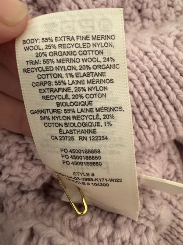 Aritzia Wilfred Alps Cardigan Soft Merino Wool Cable Knit Pom Poms Purple Small - Image 12