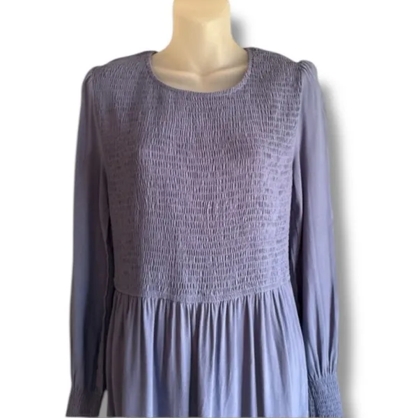 ZESICA long sleeve smocked tiered midi dress size Large - Image 3