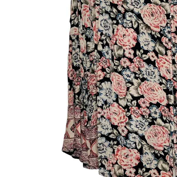Billabong Button‎ Up Blouse Size Small Multi Color Floral Rayon Womens LS - Image 5
