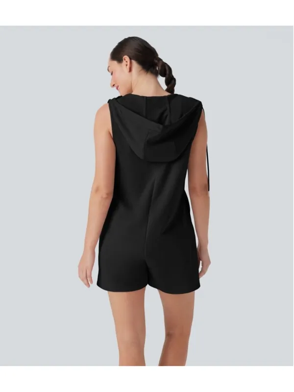 Halara Hooded Sleeveless Zipper Casual Jumpsuit with Pockets Size XL Black - Image 9