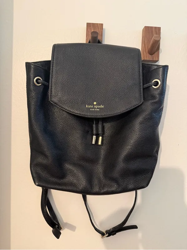 kate spade Mulberry Street Breezy Black Pebbled Leather Backpack with Flap - Image 2