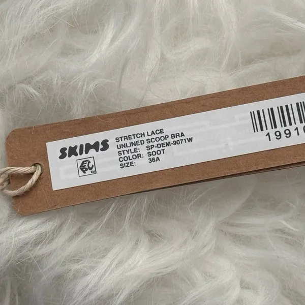 Skims Stretch Lace Unlined Scoop Bra Soot Size 36A - Image 8
