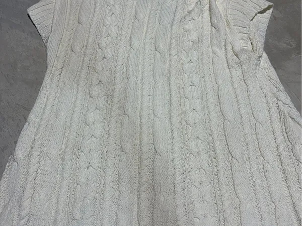 Free people Cream Cable Knit Button-Front tunic sweater dress large - Image 6
