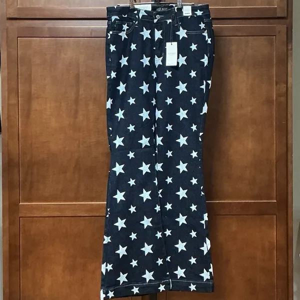 Judy Blue Star Print Flare Jeans Womens 9/29 High Waist Dark Blue JB88662 NWT - Image 2
