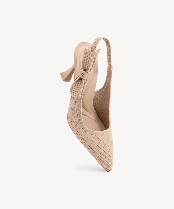 COSY ISLAND EverLush Bowknot Pointed Toe Heeled Slingback Apricot - Image 4