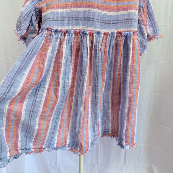 Free People‎ Summer Nights Blue Lagoon Striped Tunic Top Minidress S - Image 4