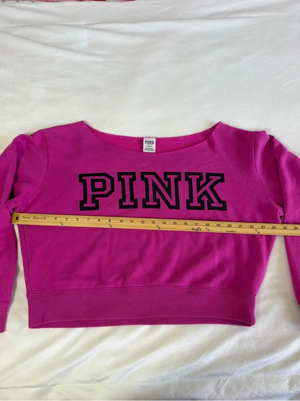 PINK - Victoria's Secret Everyday Lounge Crop Crew Sweater Jacket Top Fuchsia L - Image 6