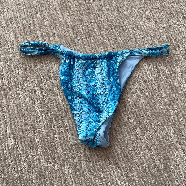 Frankie's Bikinis Blue Snakeskin Bikini Bottom - Image 2