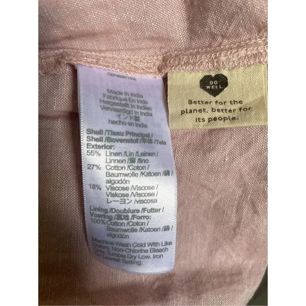 Madewell Linen Blend Lorelei Mini Dress Pale Pink Size S - Image 10