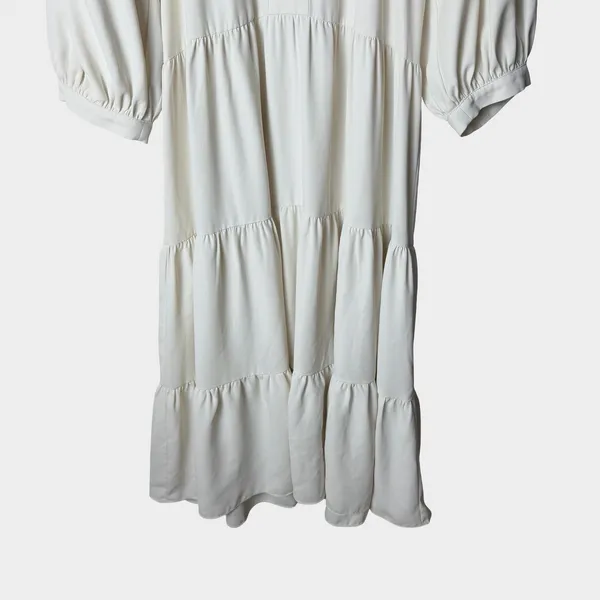 Amanda Uprichard Saffron Ivory Tiered Midi‎ Dress Ruffle Neck Small Coastal - Image 6