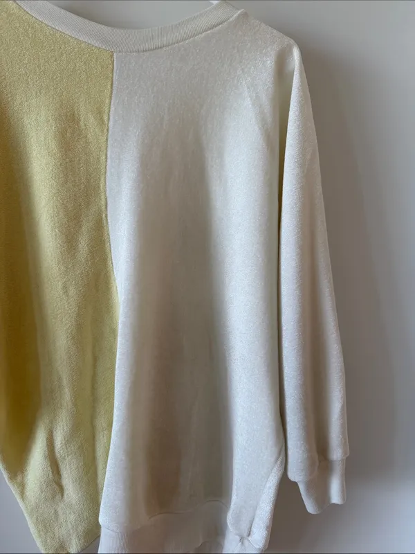 Butter Yellow + Cream Colorblock Terry Cloth Top - Image 2