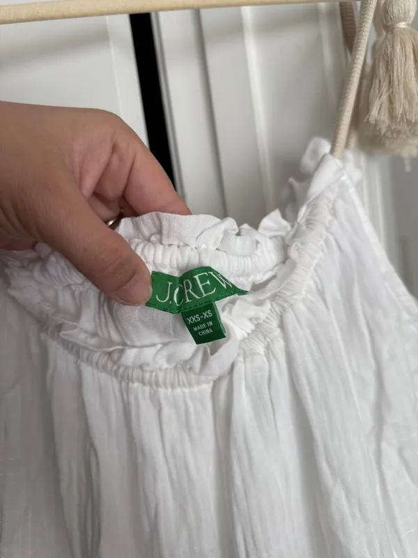 J. Crew Tiered rope-tie sundress 100% Cotton Beach Dress white‎ oversized - Image 4