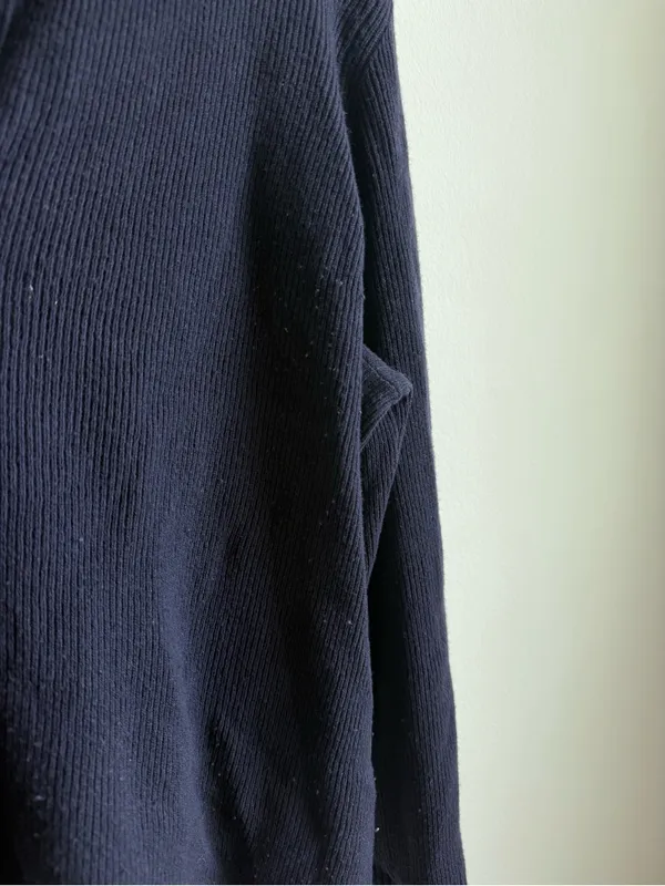 Outerknown Women's Geelong Wool Oversized Collared Sweater Navy Size Medium - Image 6