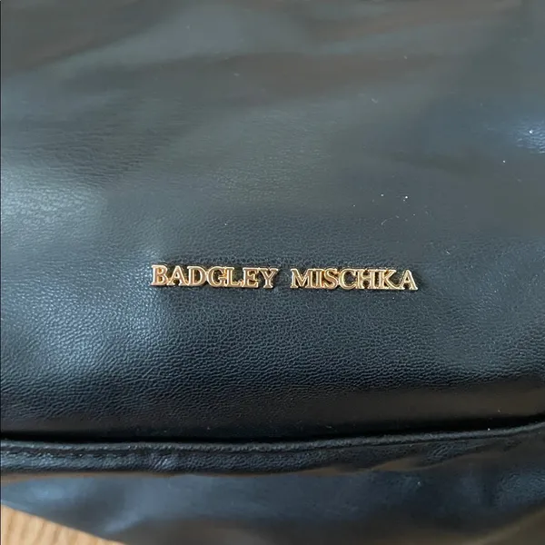 Badgley Mischka Black Faux Leather Shoulder Bag Minimalist Classic Everyday - Image 2
