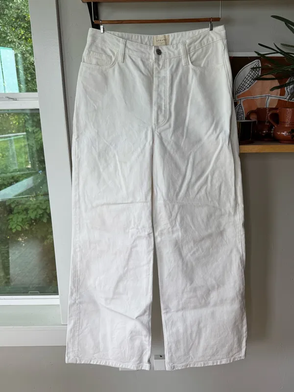 Sezane Wide Leg White Denim Jeans Size 40 or 8 - Image 5