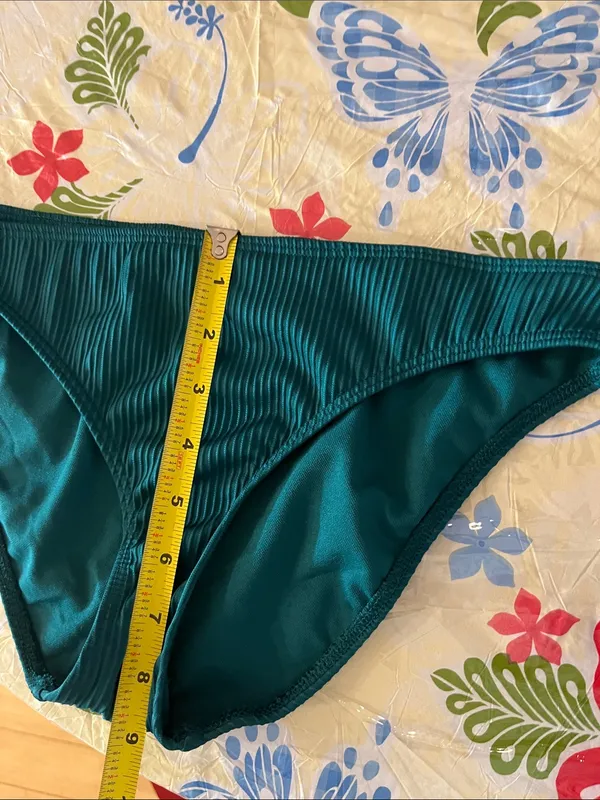 Hollister Women’s Jade Green Ribbed Bikini Bottoms Size Small - Image 8