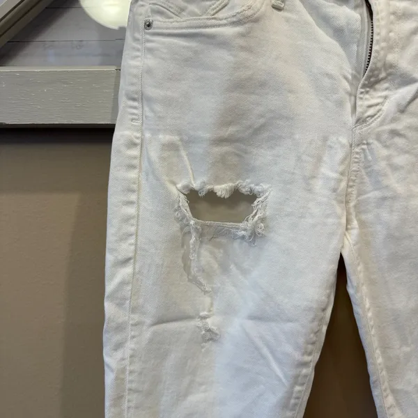 Agolde Sophie Crop Skinny Denim Jeans in‎ White Shoreline Destruct Size 27 - Image 2