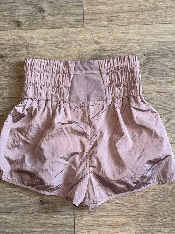 FREE PEOPLE The Way Home Moonligt Mauve Pink Smocked High-Waist Shorts Medium - Image 3