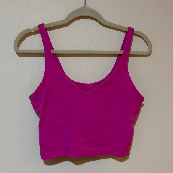Lululemon Align Crop Tank Top Hot Pink Barbie Athletic Yoga Built-in Bra Size 12 - Image 2