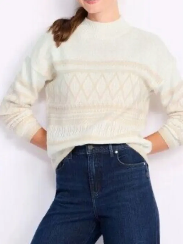 Stitch Fix Lety & Me Cream Textured Knit Crewneck Sweater NWT Size S - Image 2