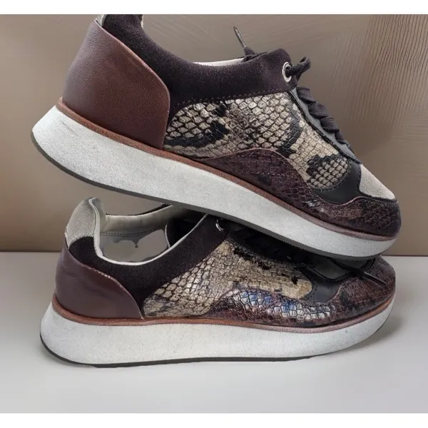 Womens Fashion Sneakers Snake Print Leather‎ Suede Chunky Sole Comfort Shoes 38 - Image 6