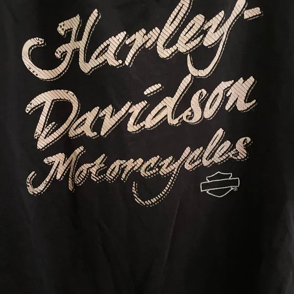 Harley Davidson Motorcycles Logo L/S Shirt Bling Rhinestones Script Black Medium - Image 2