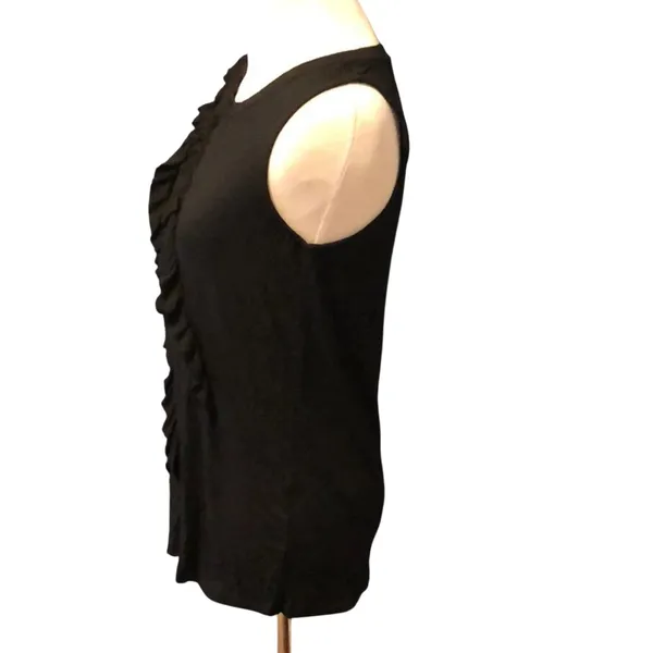 Banana Republic Top Ruffle Front Black - Image 3
