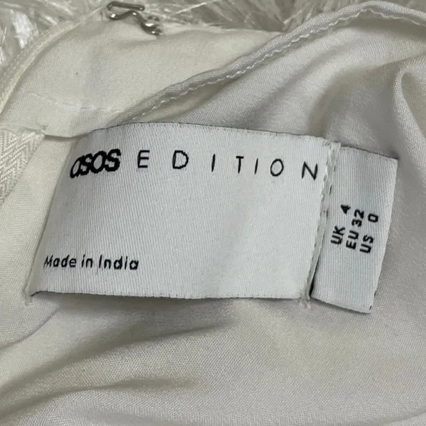 ASOS Edition Women's White Sleeveless Sequin Faux Feather Camisole Mini Dress 0 - Image 4