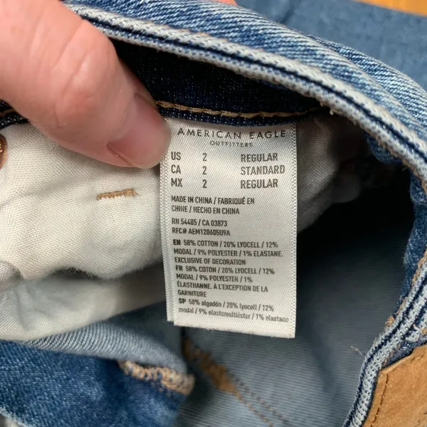 American Eagle Mom Straight‎ Jeans Distressed Medium Wash Blue Size 2 Regular - Image 8