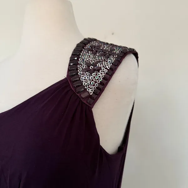 NWT Body Central Y2K Purple Beaded One Shoulder Lightweight Luxe Mini Dress Sz M - Image 5