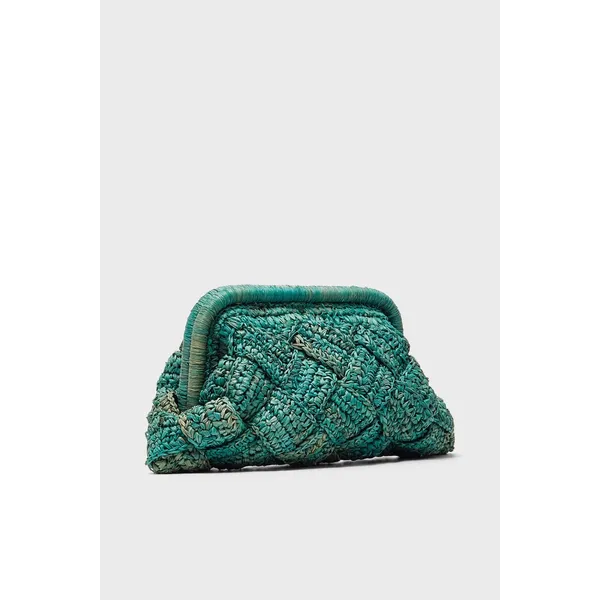 BTB LOS ANGELES Gigi Braided Raffia Clutch Green NEW‎ NWT - Image 3