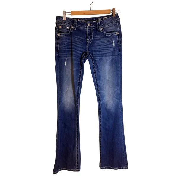 Miss Me Signature‎ Distressed Embellished Pockets Bootcut Jeans Size 27 - Image 2