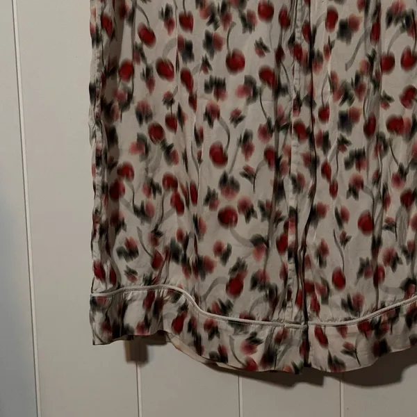 J Crew Soft Shine Pajama Set Womens M Blurry Cherry Print Viscose 2 Piece - Image 5