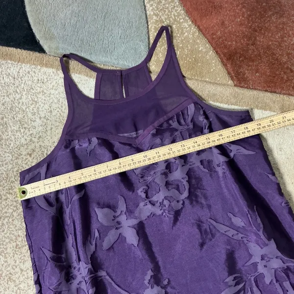 American Eagle Burnout Floral Mesh Tank Top Womens M Purple Racerback Blouse - Image 3