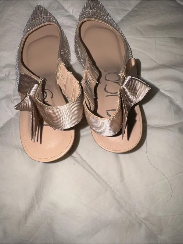 Sugar Nude Rhinestone Slingback Pointed Toe Heels Tan Size 5.5 - Image 2