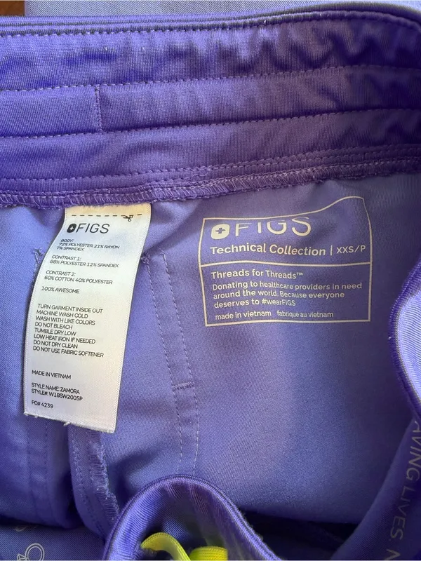 Figs Scrub Set Blueberry Purple Catarina Top Zamora Joggers Size XXS - Image 9