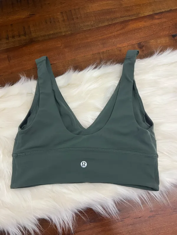 Lululemon Align V-Neck Bra 6 Dark Forest Light Support C/D Cup Nulu No Pads - Image 2