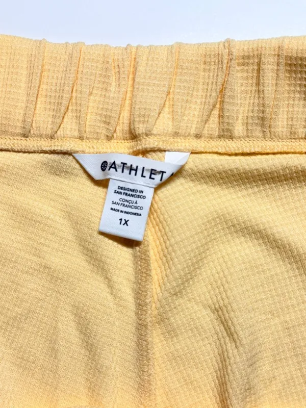 NWT Athleta Wind Down Sleep Shorts 1X Lunaria Yellow Waffle Knit Lounge Plus - Image 4