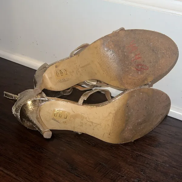 J. Crew Gold Heeled Sandals Size 9 - Image 5