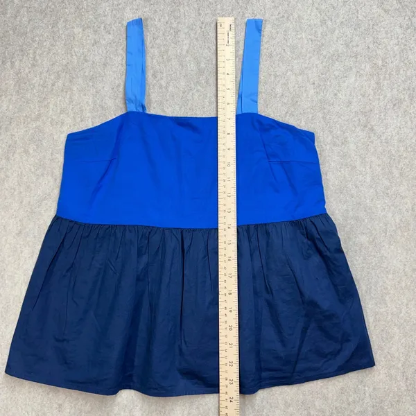 LOFT Blue Colorblock Babydoll Camisole Tank Top Size 0 Cotton‎ Modal Preppy - Image 7