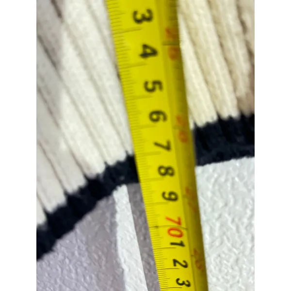 ZARA Medium Ivory & Black Ribbed Knit Striped Sweater Medium - Image 5