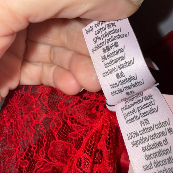 NWT Victoria’s Secret Red Satin Lace Teddy Bodysuit Red Large‎ - Image 9
