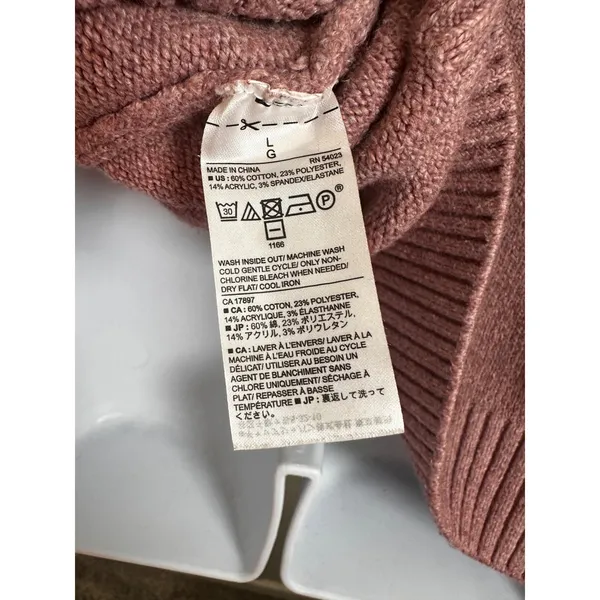 Banana Republic Size L‎ Rose Pink Heathered Cotton Blend Crewneck Sweater Raglan - Image 6