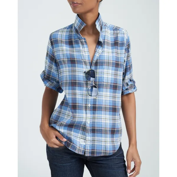 Frank & Eileen Barry Button Down Shirt Womens XS Blue Plaid Cotton‎ - Image 3