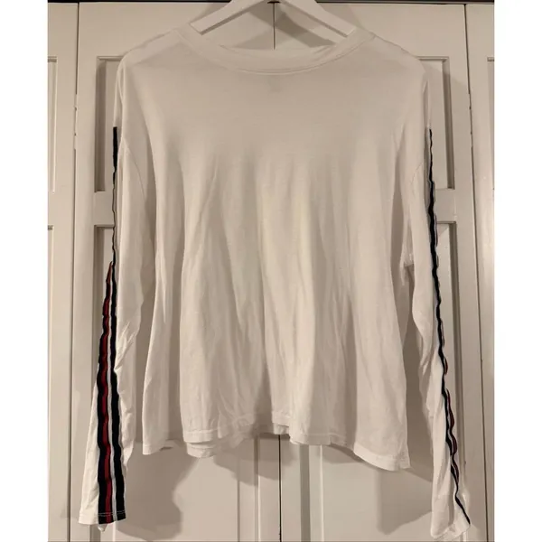 Z Supply white striped arm crewneck long sleeve size M - Image 2