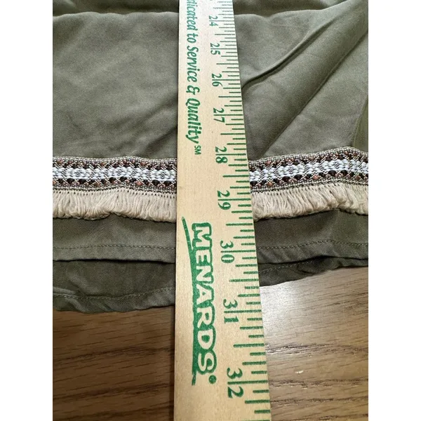 ILLA ILLA Green Size Large Fringe Embroidered Tencel Dress Boho Hippie‎ Peasant - Image 4