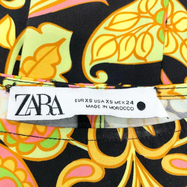 Zara Womens XS Mini Bodycon Floral Paisley Dress Bell Sleeve Cutout Multicolor‎ - Image 8