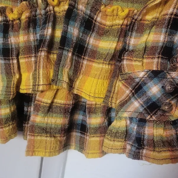 Free People we the Free Women's Rufled Up Plaid Shirt Jacket Size XS - Image 9